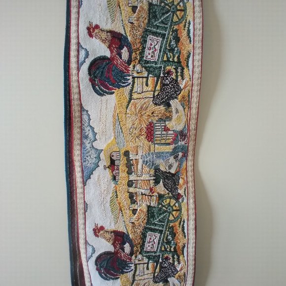 Vintage Farmhouse Chic,Chicken,Rooster Jacquard Table Runner Xlong - Picture 7 of 7